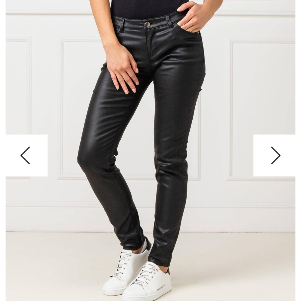 Emporio Armani Women’s Coated Black Wax Push-Up Skinny Jeans- Never Worn!
